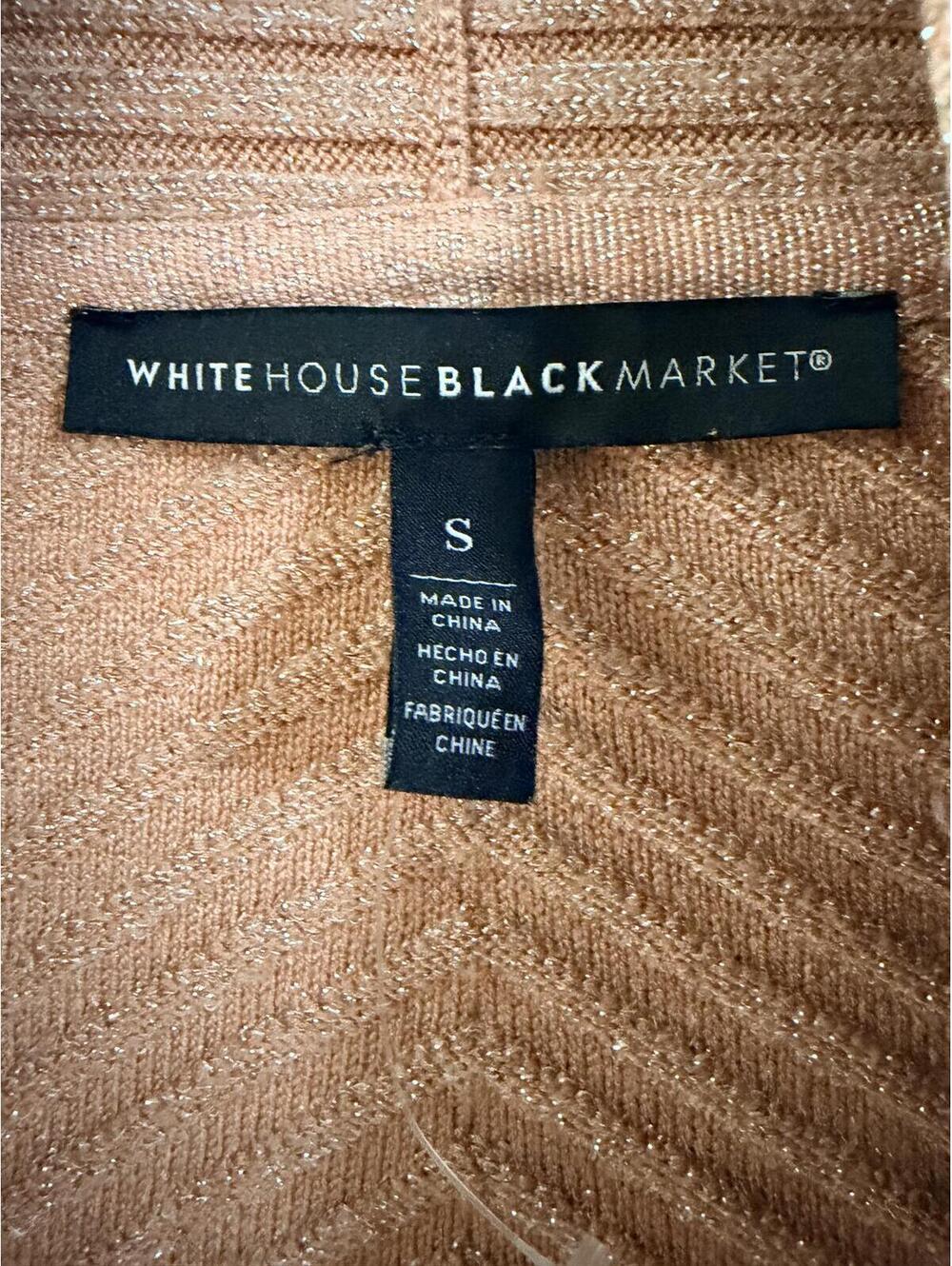 White House Black Market Blush Pink Open Front Metallic Ribbed Cardigan Sweater - Picture 5 of 8